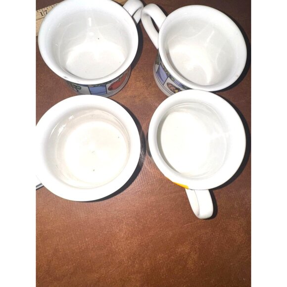 Set Of 4 Fine China Soup Mugs With Floral & Vegetable Patterns Microwave & Dishw - Picture 3 of 6